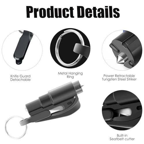 8 x 2-in-1-Auto-Fluchtwerkzeug, Rescue Tool, Auto-Sicherheits-Schlüsselanhänger, Notfallhammer Auto, Fensterbrecher, Federkörner Mit Gurtschneider, Window Breaker, Rettungswerkzeug