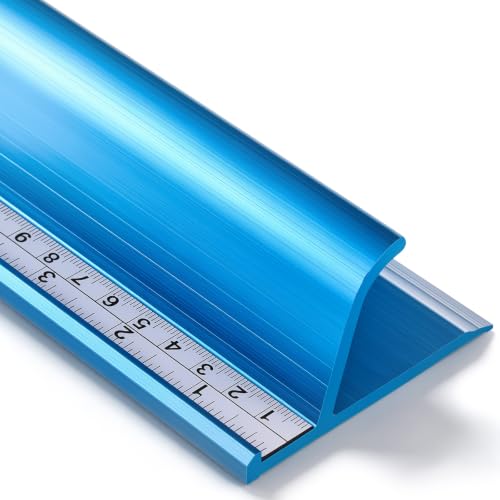 12 Inch Blue Aluminum Cutting Safety Ruler Dual-Scale (Inch and Metric)