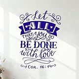 Letras a mano y versículos bíblicos que dejan todo lo que haces. Decoración de vinilo para pared 50.4x69.2cm Pintura mural artística Azul oscuro