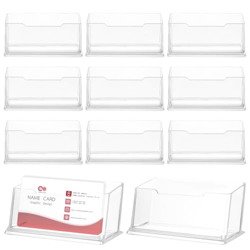 11 Pcs Soportes Tarjetero Tarjetas Visita, Porta Tarjetas de Visitas, Soporte Visita Acrilico, Soportes de Mesa Acrílicos Transparente para oficina, hogar y exposiciones (10,6 x 4,6 x 4,2 cm)