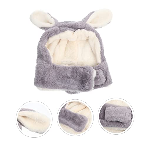 1pc Boy Girl Plush Warm Hat Adorable Ears for Cold Weather Soft and Warm Ear Beanie for Boys and Girls Cozy Fleece Material Cute Cartoon Design for Autumn Light Grey3