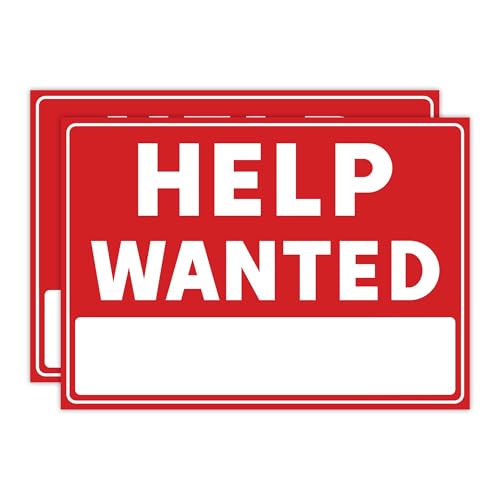 Venicor 2PC Help Wanted Sign 14 Inches by 10 Inches - 20 mil Polystyrene Plastic - Now Hiring Signs For Business