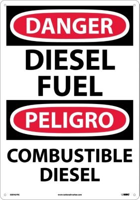 Panneau bilingue Diesel Fuel NMC haute visibilité noir rouge sur blanc