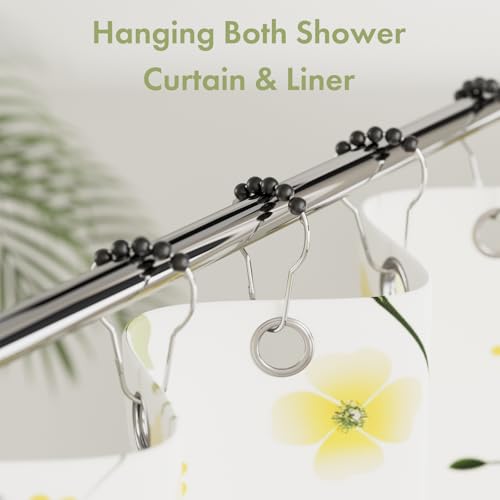 Image of Amazer Black Shower Curtain Hooks, Decorative Rust Proof Acrylic Balls Shower Curtain Hooks, Stainless Steel Shower Hooks for Shower Curtain Bathroom Shower Hooks-Set of 12