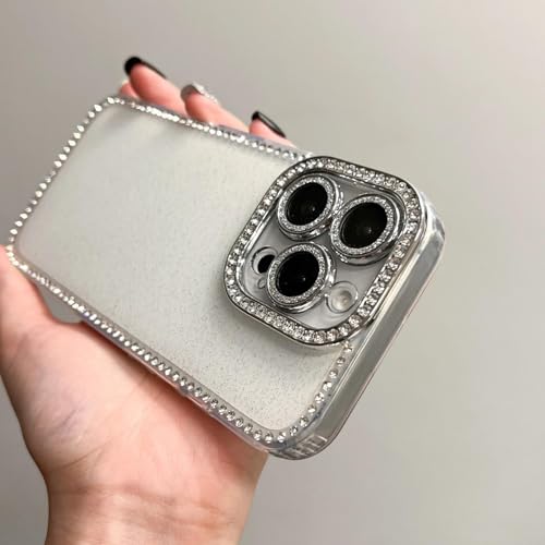 Coque antichoc iPhone 14 violette avec strass brillants et protection luxe
