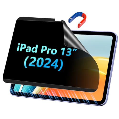 LUSA DESIGN Screen Protector for iPad Pro 13 Inch (2024 M4), Removable Magnetic Privacy Screen Film with 30-Degree Anti-Spy Privacy Filter, Detachable and Reusable,Matte Finish Compatible with Face ID