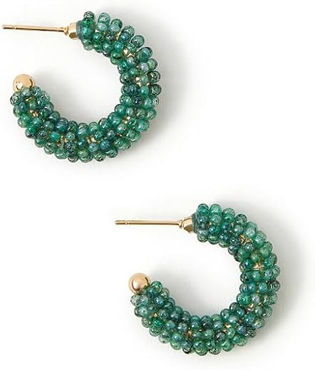 Accessorize London Women's Beaded Chunky Hoop Earrings