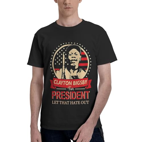 Clayton Music Bigsby for President T-Shirt Pure Cotton Short Sleeved Crew Neck Male's Casual Daily Sport Tee Black Small