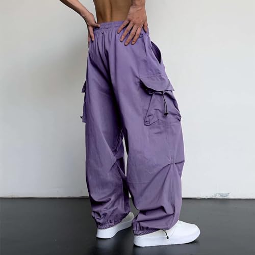 Cargo Pants for Men Casual Drawstring Elastic Waist Hip Hop Parachute Pants Loose Fit Baggy Sweatpants with Pockets4