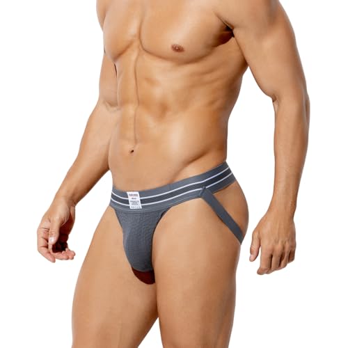 Arjen Kroos Jockstrap Homme Sportif sous-Vêtements de Sport Respirant Suspensoir String Tanga Doux avec Large Ceinture