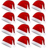XIMISHOP 12 Stück Weihnachtsmützen Erwachsene,Nikolausmütze Weihnachtsmann Klassischer Santa...