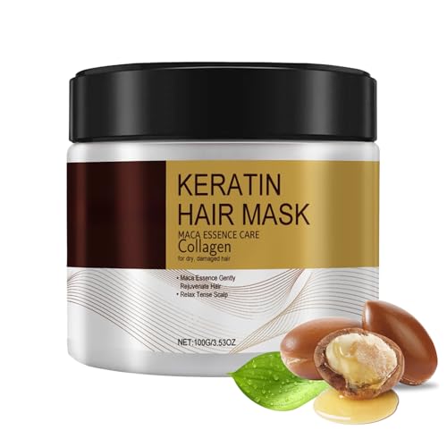 Collagen Hair Mask Essence for Dry Damaged Hair - Deep Repair Conditioning Argan Oil for All Hair Types 3.38 Fl Oz