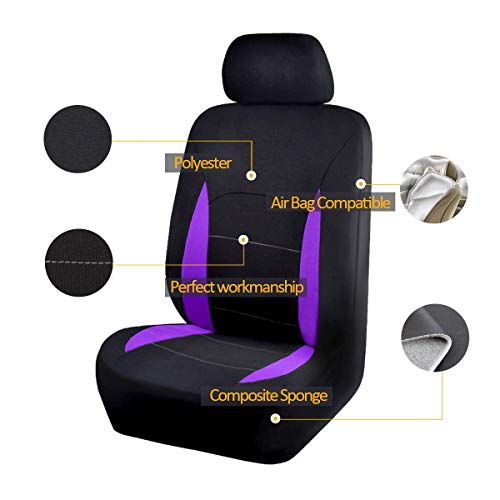 Flying Banner Car Seat Covers Front Seats Rear Bench Polyester Car Seat Protectors Easy Installations Rear Bench Split Classic Man Lady Truck (Full Set - Low Back, Black Purple)… #TOP1