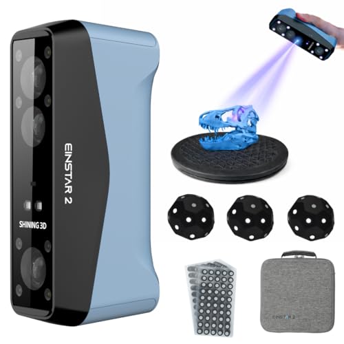EINSTAR 2 Handheld 3D Scanner Wireless 3D Scanner with Turntable, Hybrid 3D Laser Scanner & IR Scanning, Full-Color Capture, Outdoor-Ready, No Spray, Blue Laser Portable 3D Scanner, Battery Powered