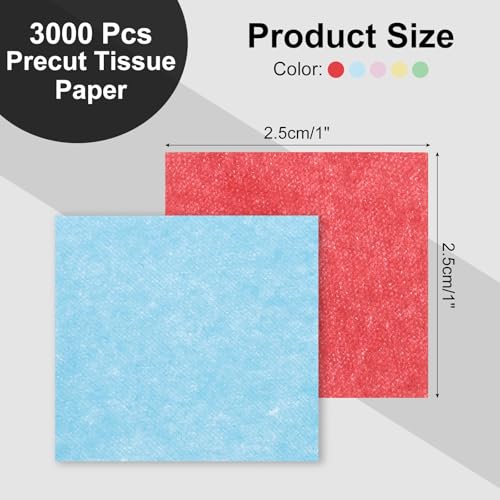 Papier de soie coloré Rebower sous forme de carrés prédécoupés de 2,5 cm