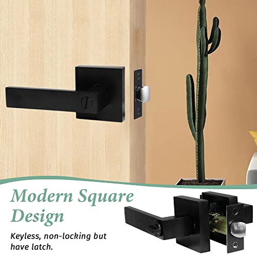 Suntai Privacy Door Lever Keyless Matte Black Interior Bathroom/Bedroom Handle Door Lockset,Reversible For Left Right Side Handed,5 Pack #TOP1