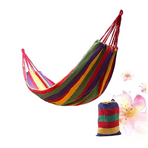 Hamac doublé de camping rouge avec toile épaisse et cordes de fixation - 6