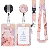 Porte Badge Carte Clés avec Cordon Tour de Cou Enfant Marbre Rose