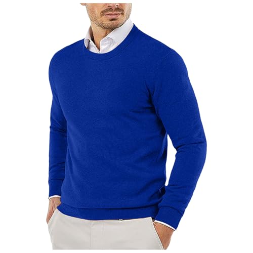 Fxbar Men's Sweaters Pullover Men's Crewneck Knit Sweater Slim Fit Lightweight Dress Sweater Casual Twist Patterned Cable Knitted Pullover Blue-b