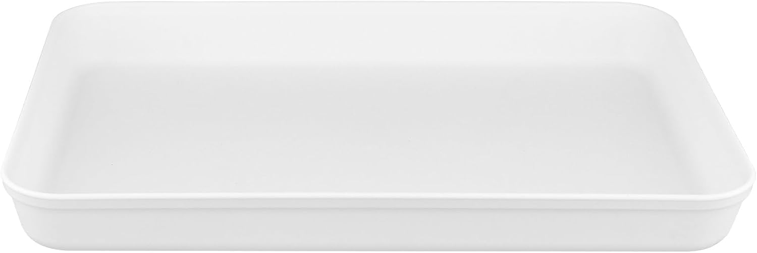 10 PCS White Plastic Serving Trays, 15 x 10.4 x 1.6 inch Rectangular Cafeteria Fast Food Trays for DIY Projects, Home, Party