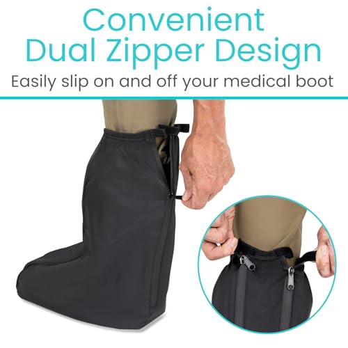 Vive Short Walking Boot Cover Waterproof - For Medical Orthopedic Brace & Cast, Fractured Foot Accessories - Prevents Moisture, for Outdoor, Rain, Snow Protection - Non-Slip, Adjustable Straps (Small) by Vive - Image 6