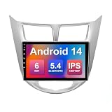 2+64G 9-inch Android 14 Car Stereo for Hyundai Verna Accent Solaris 2010-2016 IPS Touchscreen Screen Car Radio with WiFi 6 Carplay & Android Auto Support Backup Camera GPS FM Navi Bluetooth 5.4 SWC