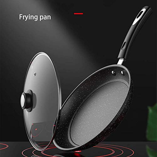 GUHPZA kitchen gourmet making pan,Frying Pan,Cookware,Wok,Non Stick Fry Pan,with Tempered Glass Cover, non-scalding Handle, Universal for Gas Induction Cooker, Easy to - Image 3