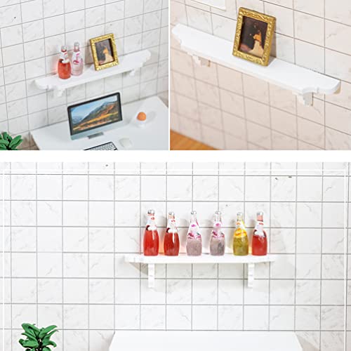 Ipetboom 2Pcs Dollhouse Wall Shelf Miniature Wooden Shelves 1: 12 Scale Tiny White Wood Storage Rack Models For Doll House Furniture Decor #TOP5