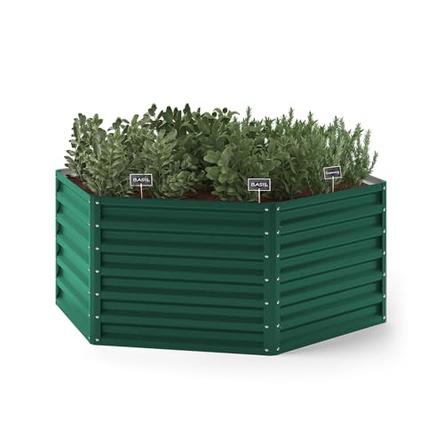 ok-Living Hochbeet Kräuterbeet Gemüsebeet sechseckig 129x129x60cm (LxBxH) grün Pflanzkasten Frühbeet Aufzucht Beet Garten