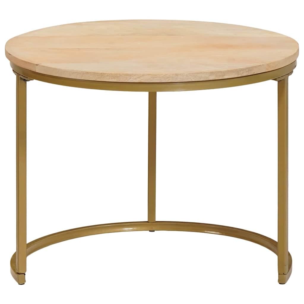 Fengshui Stoły kawowe Nesting, 3 sztuki, lite drewno, stal mango