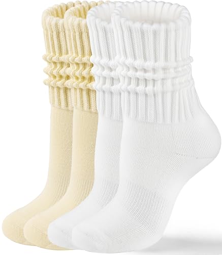 Image of HONGTEYA Slouchy Crew Socks For Women,Scrunch Cotton Cozy Workout Socks | Mid Calf Scrunch Boot Socks Size 5-11, Cozy Slouch Casual Athletic Socks, All Season Gifts For Women