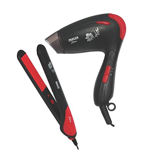 Inalsa Shine Combo Pack- Hair Straightener and Hair Dryer (Black/Red)