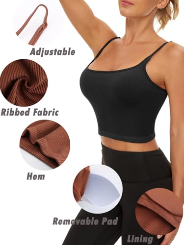 Image of Chilylori Seamless Sports Bra Cropped Tank Top with Adjustable Strap 2 Pack