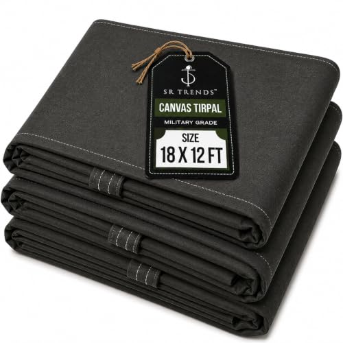 Image of 1200 GSM Extreme Power Canvas Tirpal - Industrial-Grade Waterproof Resistance Canvas Tarpaulin | Extra Thick, Tear-Proof & UV Shielded | Built for Heavy Commercial Use (Grey, 18 X 12 FT)
