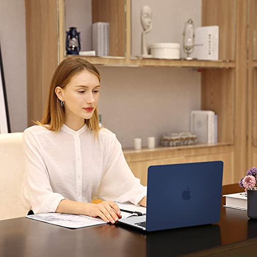 Image of MOSISO Compatible with MacBook Air 13 inch Case M5 2026 M4 2025 M3 M2 2024-2022 A3449 A3240 A3113 A2681, Hard Shell&Keyboard Cover&Screen Film&Type C for MacBook Air 13.6 inch Case, Navy Blue