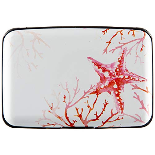 Aluminum Wallet RFID Blocking Slim Metal Credit Card Holder Hard Case (Starfish Corals)