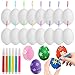 Bluelves Uova di Pasqua Decorative, Uova di Pasqua Decorazioni, 24 Pezzi Uova Pasquali da Appendere, Artigianato Fai da Te di Pasqua, per La Decorazione e Regalo, con 6 Pennelli, 6cm (Bianco)