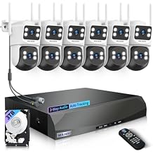 2-Way Audio & 360 View 4MP PTZ Security Cameras Wireless Outdoor, WiFi Home Surveillance System, Outside Wireless Security Systems, Surveillance DVR Kits
