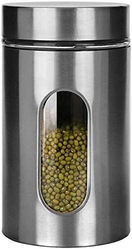 Contenitori Alimentari per Cereali Set Set di 2 barattoli for caffè da cucina, contenitori for alimenti in acciaio inossidabile con coperchi ermetici e finestre trasparenti, organizzazione dispensa e