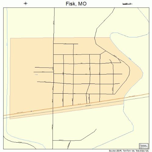 Large Street & Road Map of Fisk, Missouri MO Printed poster size wall