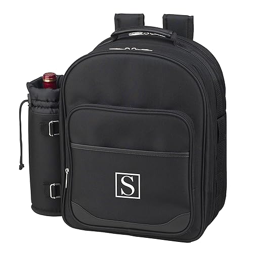 Picnic at Ascot Personalized Monogrammed Equipped 2 Person Picnic Backpack with Cooler & Insulated Wine Holder- Designed & Assembled in The USA