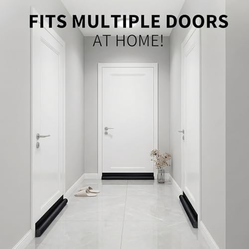 Image of MAXTID Door Draft Stopper 36 Inch Black Adjustable Door Draft Blocker Front Door Draft Guard for Bottom of Doors Weather Stripping Door Seal Strip (Pack of 2)