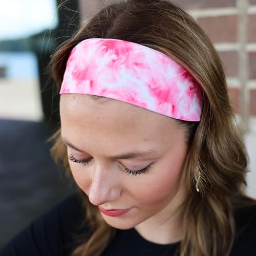 Image of FROG SAC Sport Headbands for Girls, Adjustable Non Slip Athletic Sports Hair Bands for Women, Stretch Elastic Workout Mesh Headband for Yoga Running Exercise Soccer (Tie Dye)