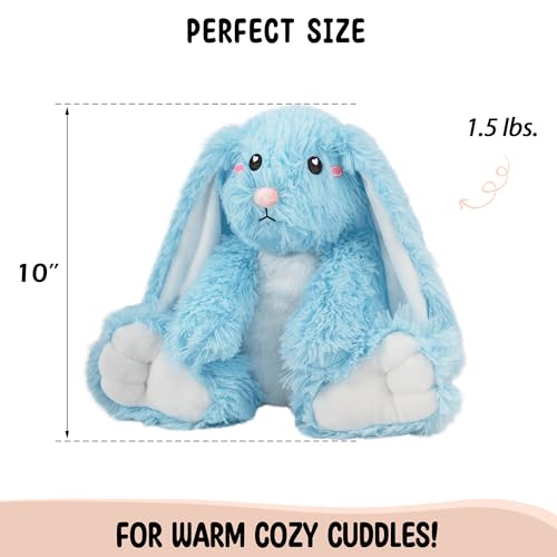 Image of Bunny Microwavable & Weighted Stuffed Animals - 1.5 Lbs Unscented Heating Pad for Period Cramps Pain Relief and Anxiety, Cute Bunny Plush Toys Gifts for Women Girls Adults and Kids by Happy Fuel, Blue