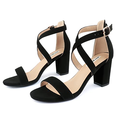 Image of JOY IN LOVE Women's Chunky Block Heels 3 Inch Ankle Strap Low Heel Sandals