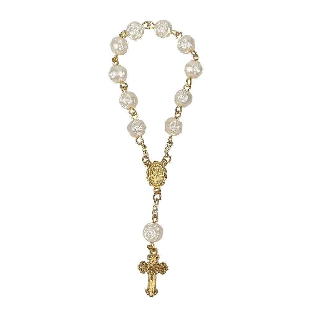 Chapelets À Doigts en Acrylique Chapelet Baptême Petit Chapelet avec Croix Faveur Fête pour Communion Baptême Fête Mariage Chapelets À Doigts Fausses Perles Catholiques Baptême Fête
