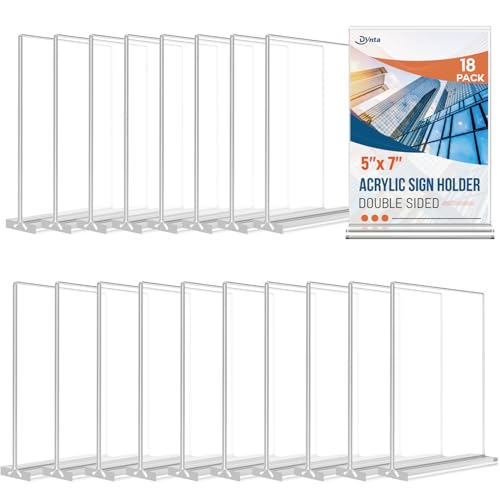 18 Pack Acrylic Sign Holder 5x7 Inches Clear Picture Frame Vertic...