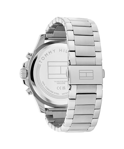 Image of Tommy Hilfiger Men's Multifuction Stainless Steel Bracelet Silver Band, Black Dial Analog Watch