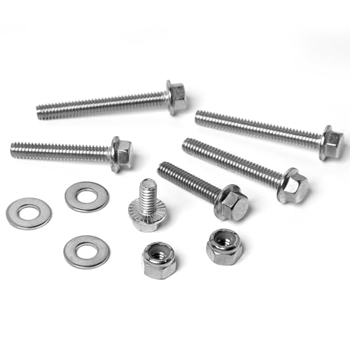 Image of 1 /4-20 Flange Hex Bolts Screws Nylon Insert Lock Nuts Flat Washers Kit, Stainless Steel 304, Fully Threaded Hex Bolt 1 /4-20 x 1 /2 inch 3 /4 inch 1 inch 1-1 /4 inch 1-1 /2 inch 1-3 /4 inch 2 inch Length