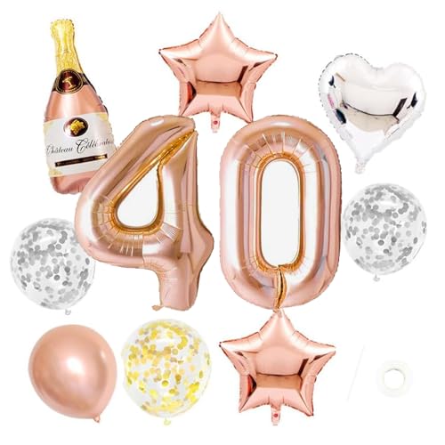 Globo para 40 cumpleaños en oro rosa, 40 cumpleaños para mujeres, globo gigante con número 40, globo para 40 cumpleaños, 40 cumpleaños, decoración para 40 cumpleaños